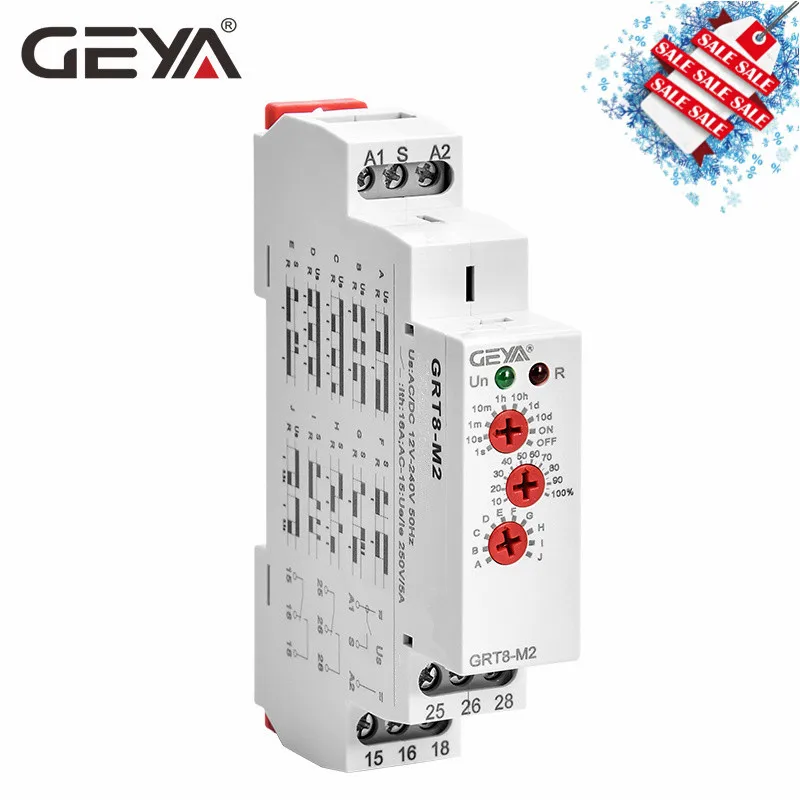 GEYA GRT8-M Многофункциональное реле времени AC220V или DC12V DC24V DC240V с 10 функциями таймера 16A SPDT