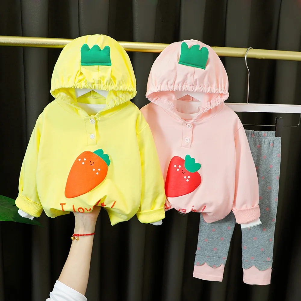 

Infant Newborn Girls Clothes Set Spring Autumn Fashion Cotton Hooded Tops+pants 2pcs Kids Girls Party Clothing Set