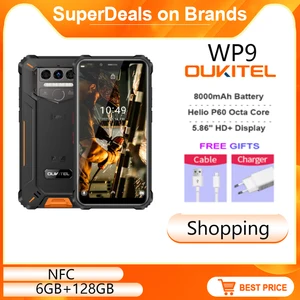 oukitel wp9 rugged 4g lte smartphone nfc 6g128g 5 86 hd 8000mah android10 mobile phone 16m8m camera octa core smart phone free global shipping