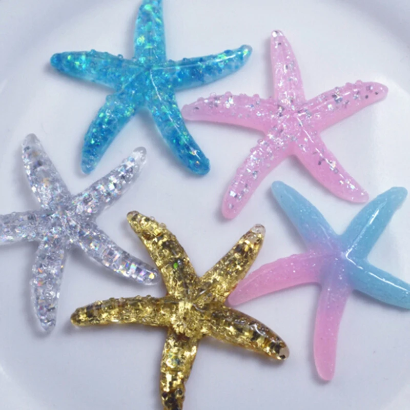 

10pcs DIY Adorable Glitter Colorful Starfish Shell For Home Wedding DIY Embellishments For Scrapbooking Accessorie