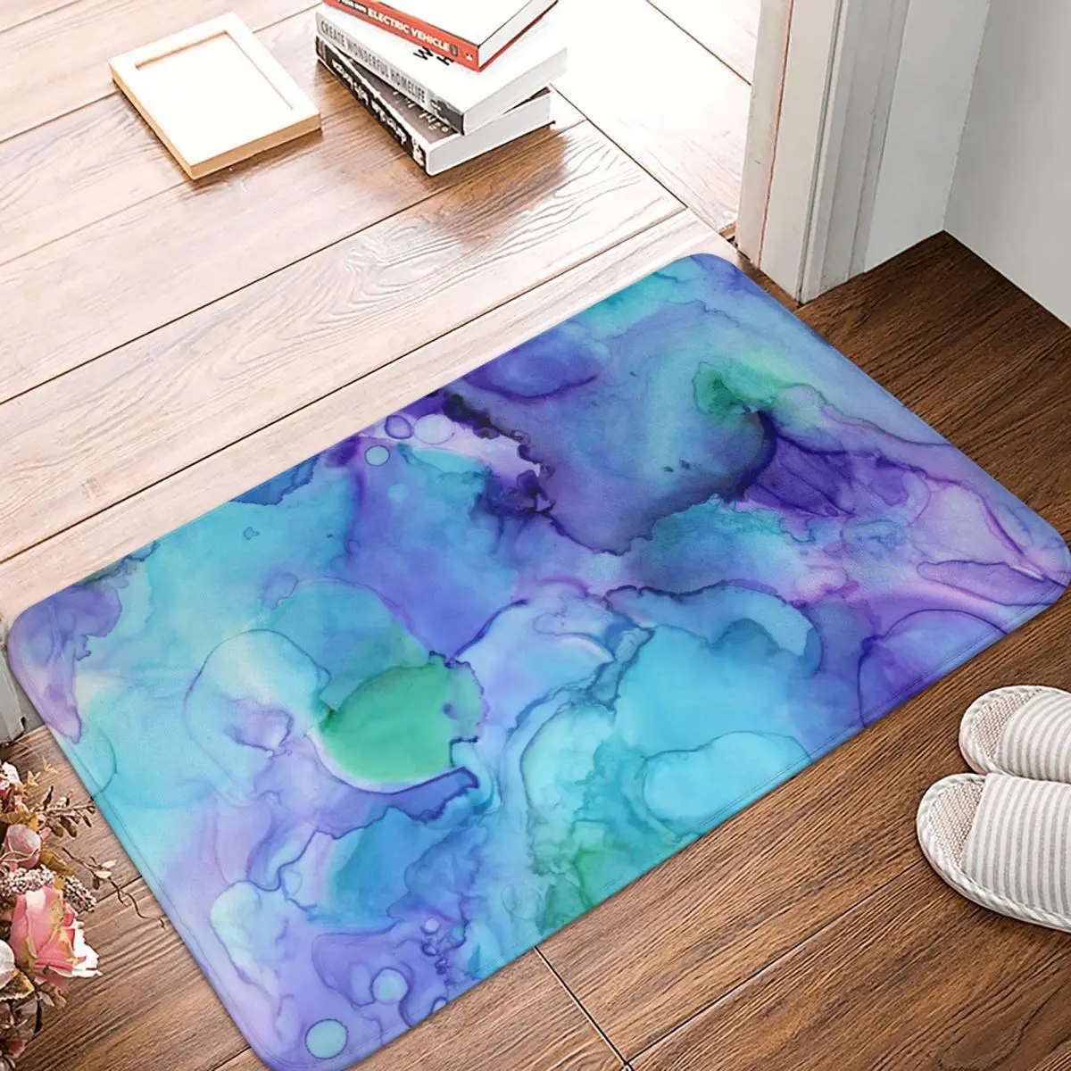

Purple Teal Blue Doormat Carpet Mat Rug Polyester PVC Anti-slip Floor Decor Bath Bathroom Kitchen Bedroom 40*60
