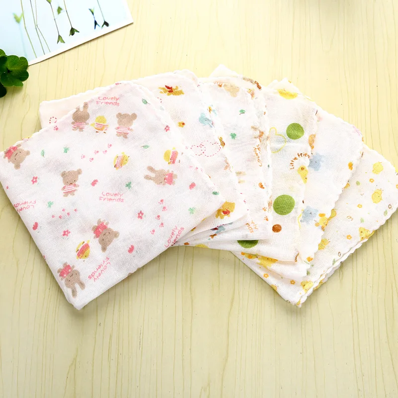 

Pure Knitted Cotton Baby Small Square Handkerchief Soft Towel Cartoon Saliva Towel Newborn Infants Face Small Towel Baby Care