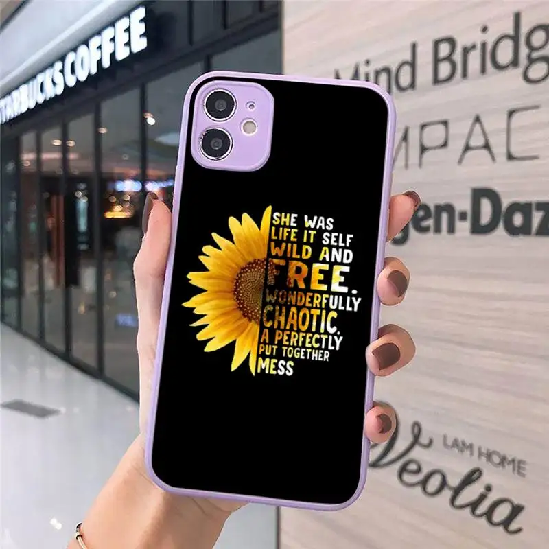 

Sunflower Jesus Christ Phone Case Matte transparent For Purple iPhone 12 Mini 11 Pro XR XS Max 7 8 Plus X Back Cover
