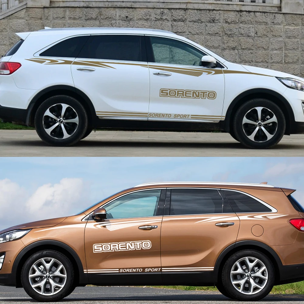 2 шт. для KIA Sorento автомобиль Стикеры гонки с полосками по бокам авто виниловые