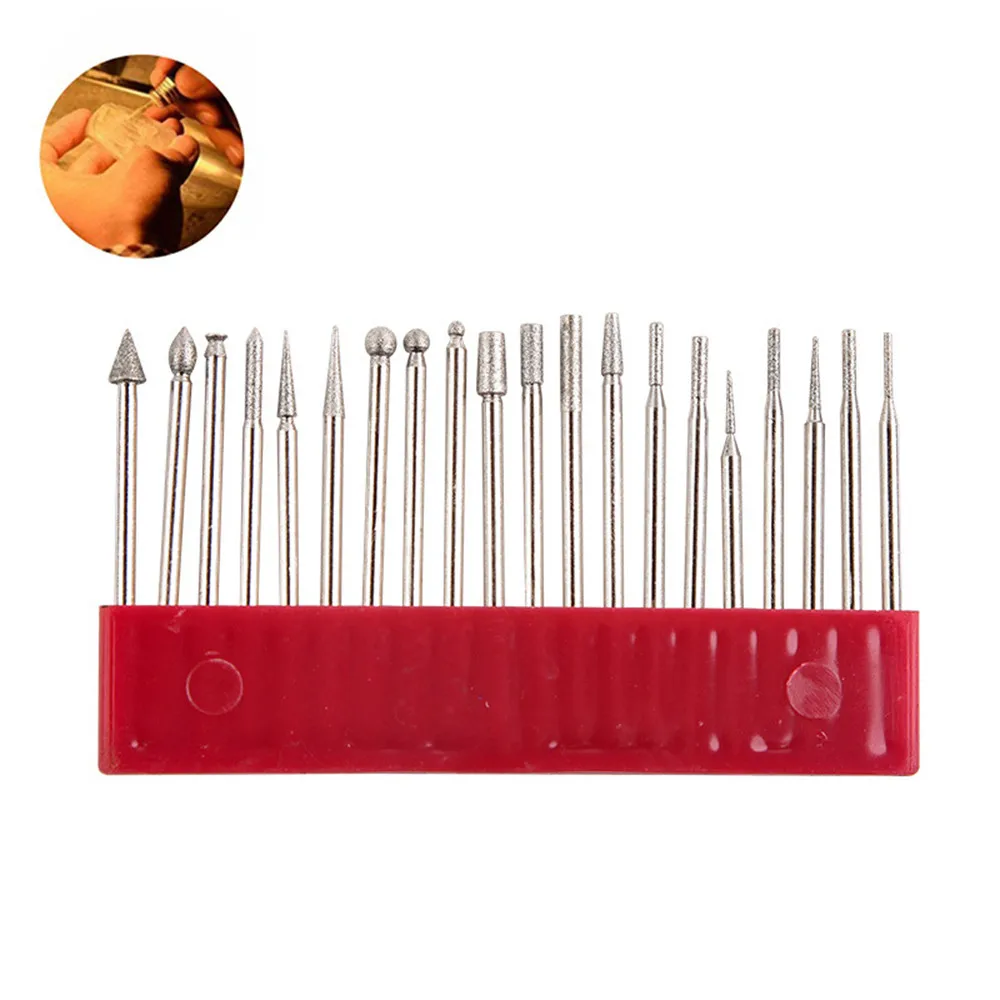 

Diamond Grinding Carving Cutting Needle Burr Bit Set For Rotary Tool Stone Glass Hand Tool Set Diy Engraving Polishing Head