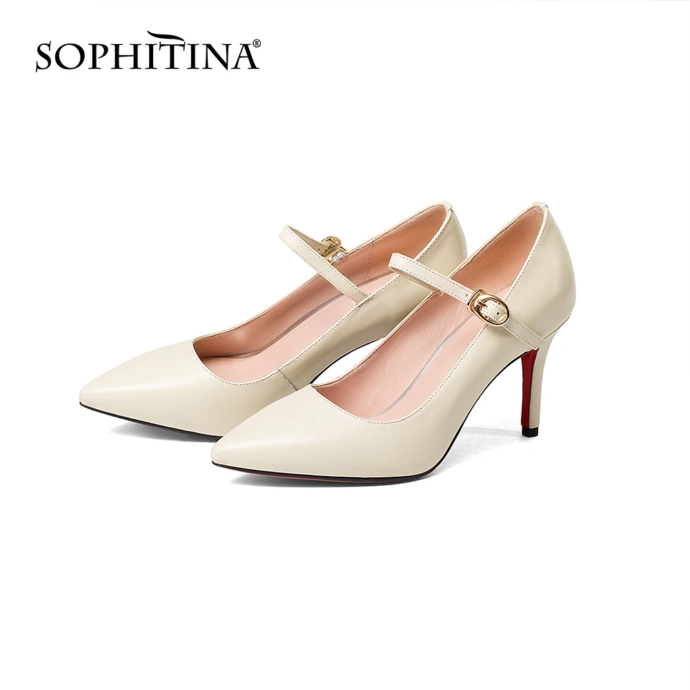 SOPHITINA элегантные женские туфли лодочки на сплошной подошве из коровьей кожи