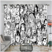 Folio/uma peça cortina blackout anime mlbb ahegao casa decoração do quarto janela cortinas para o quarto sala de estar tratamento janela (4)