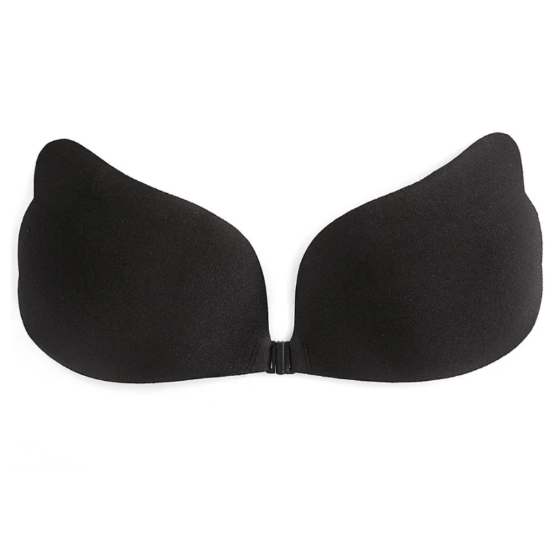 

2021 Women Strapless Wing Shaped Sticky Bra Adhesive Invisible Silicone Nipple Cover Front Buckle Push Up Backless Chest Pads