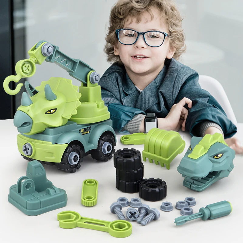 Съемный инерционный динозавр Инженерная техника сборный автомобиль экскаватор
