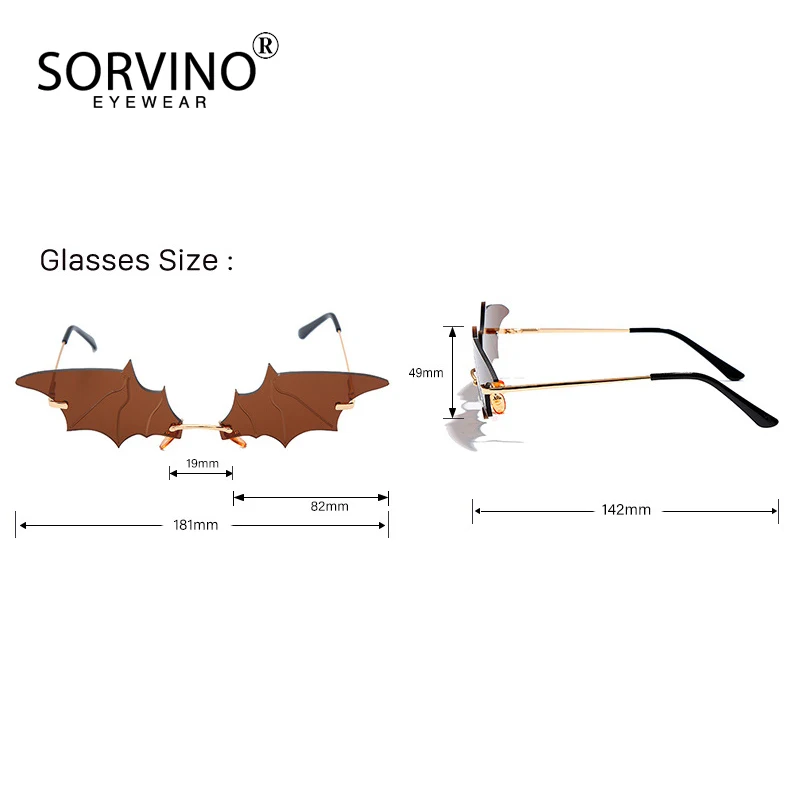 Мужские и женские солнцезащитные очки SORVINO винтажные без оправы в форме летучей
