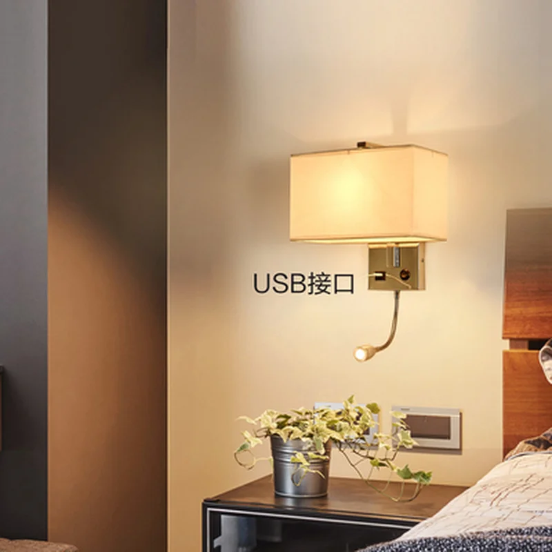 Светодиодный настенный светильник с USB-выключателем бра для спальни комнатного