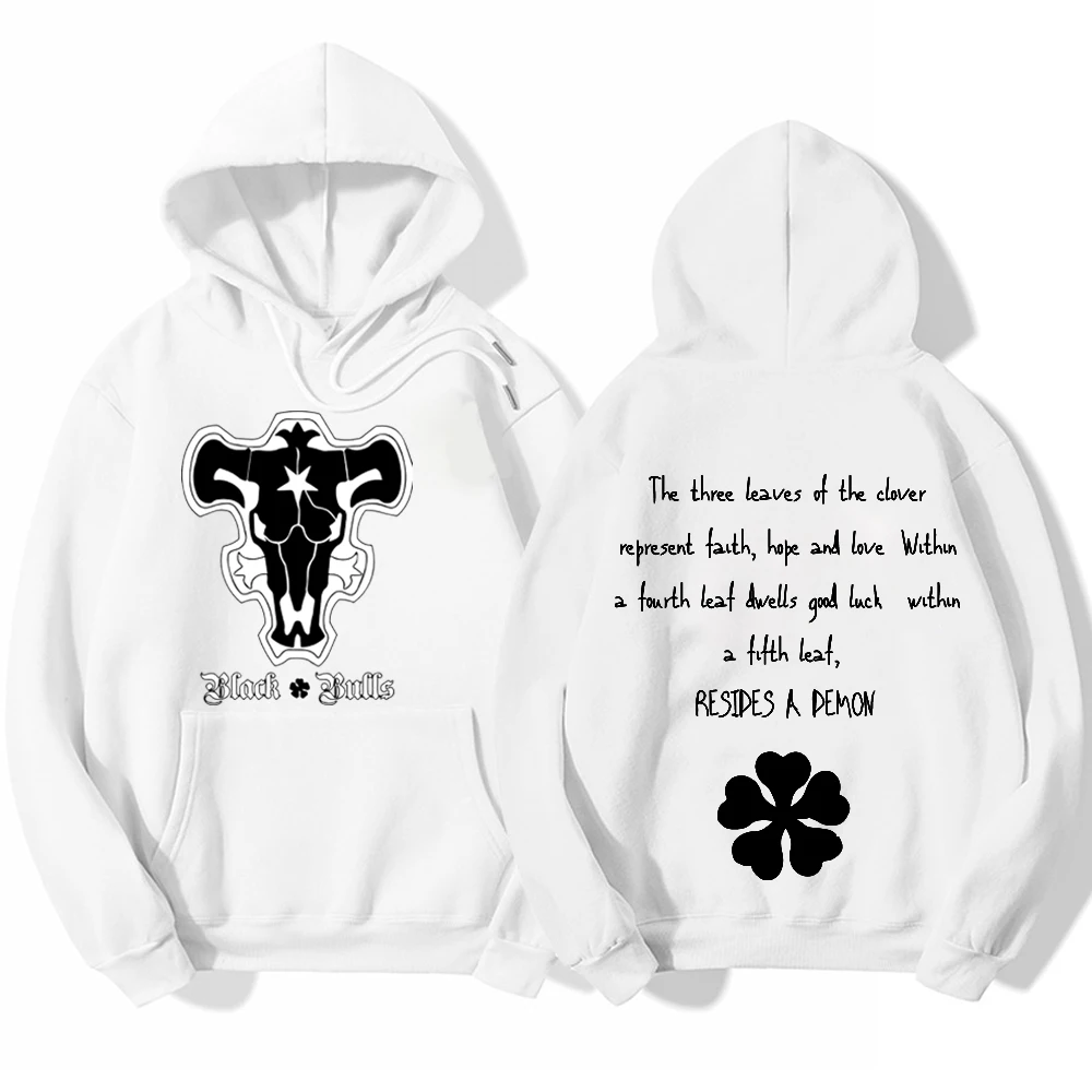 

Black Clover Harajuku Lucky Hope Letters Clover Print Loog Sleeve Hoodie Sweatshirt Fashion Anime Clothes Unisex