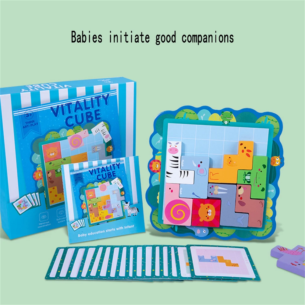 

The New Magnetic Animal Jigsaw Puzzle Tetris Puzzle Children's Educational Early Education Interactive Spelling Wooden Toys