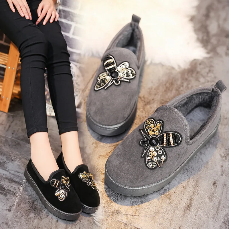 Обувь Женская зимняя обувь Сезон осень зима Новинка Теплая из материала на