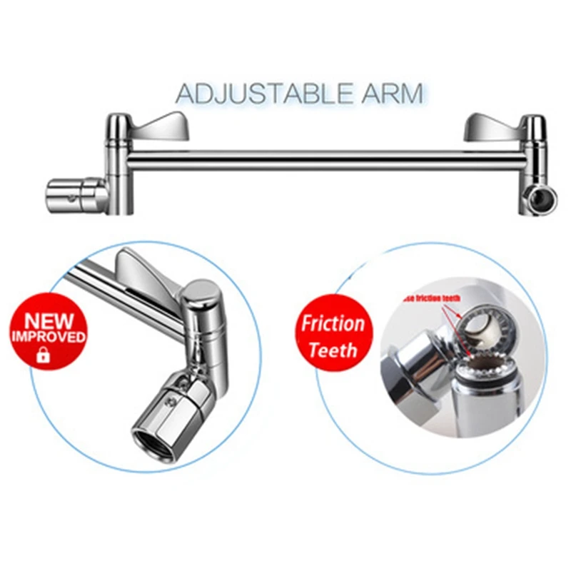 

Adjustable Shower Arm Extension By, Brass Shower Head Extension Arm with High Polished Chrome Finish 11.8 Inch