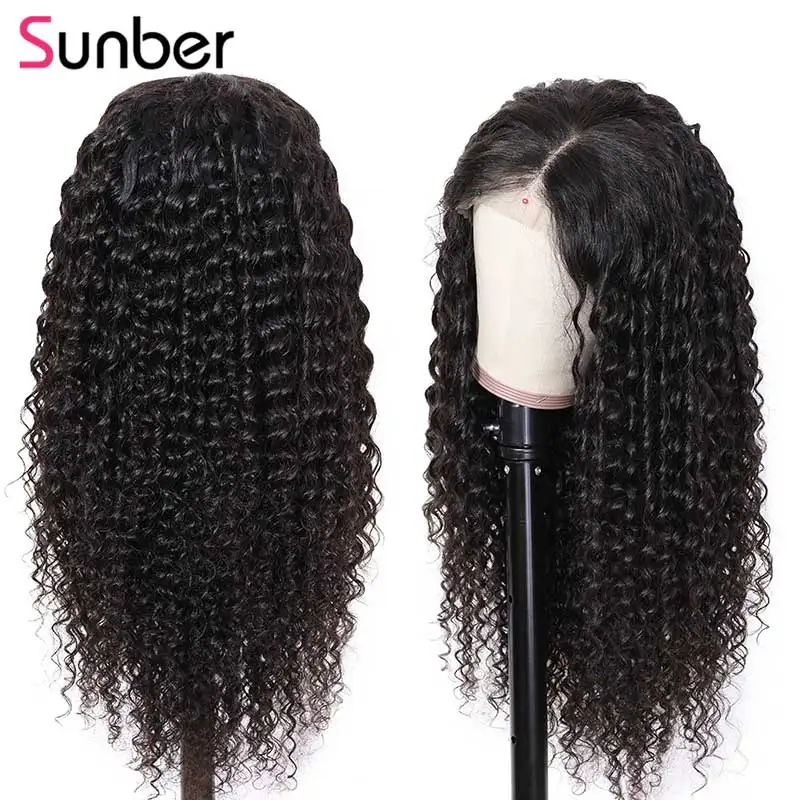 Sunber Hair Pervian глубокая волна человеческие волосы парики 12-22 дюймов предварительно выщипанные волосы remy 150% Плотность 13*6 парик фронта шнурка с детскими волосами