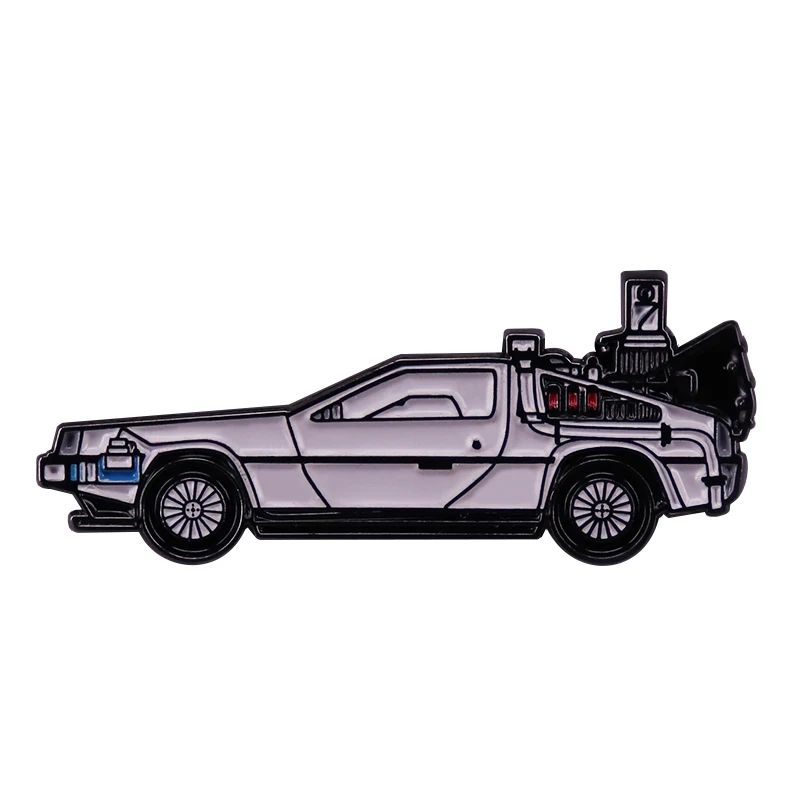 Delorean Time Machine Car Roads? Where We're Going Brooch Pins Enamel Metal Badges Lapel Pin Brooches Jackets Fashion Jewelry