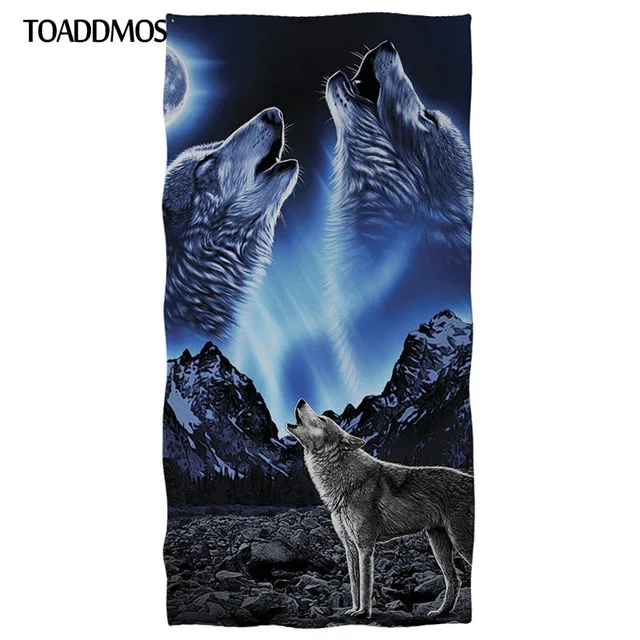 

TOADDMOS Cool Wolf Pattern Facecloth Soft Bath Towel for Kids Adults Face Hair Quick Dry Towel Premium Washcloth toalla playa