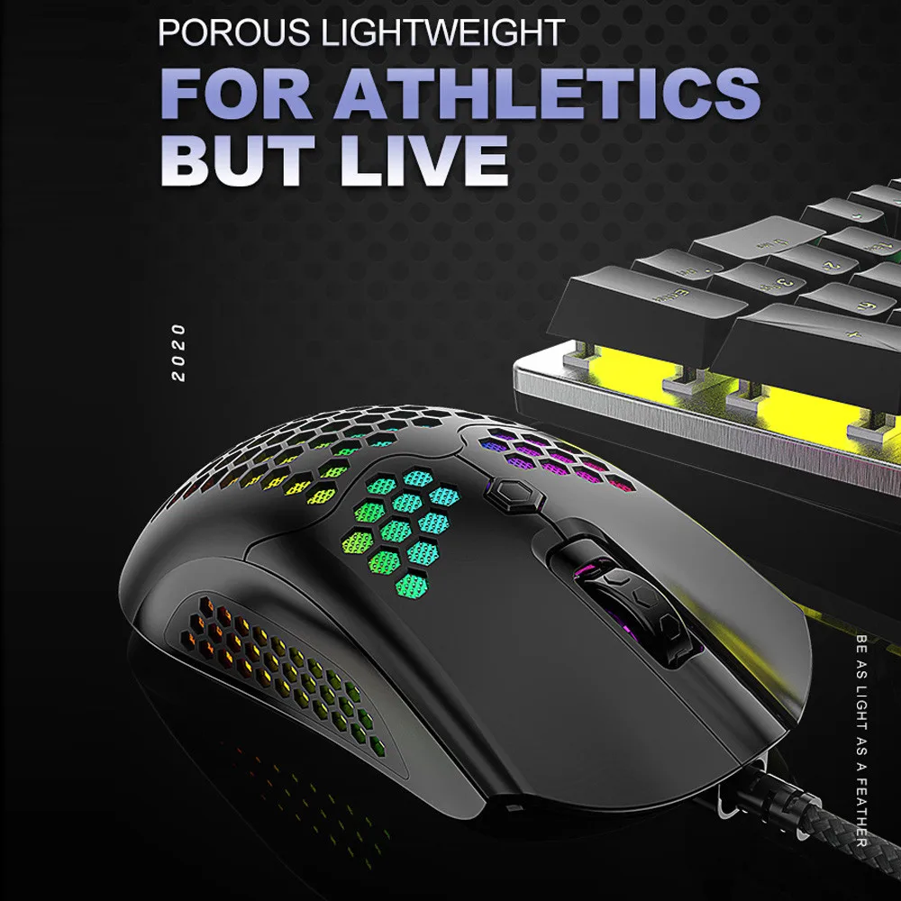 7 Button Optical Sensor Wired Gaming Mouse Hollowed Out For Computer Lightweight Smooth Glide ABS RGB LED Home Office USB | Компьютеры и