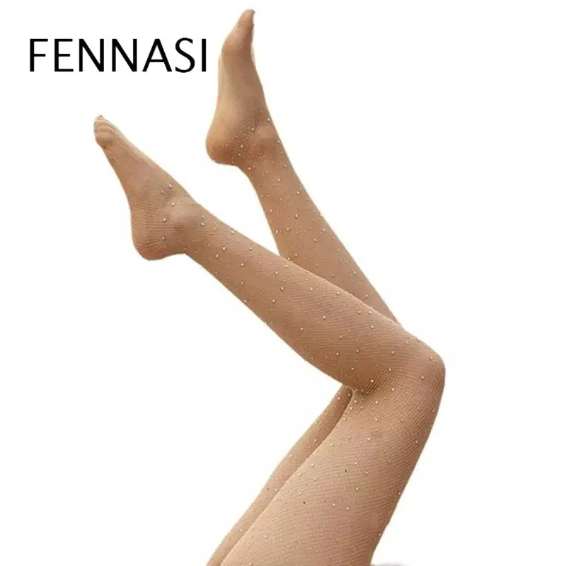 

Пикантные блестящие сетчатые колготки FENNASI, стразы s, черные женские колготки с блестками, эротические сетчатые колготки