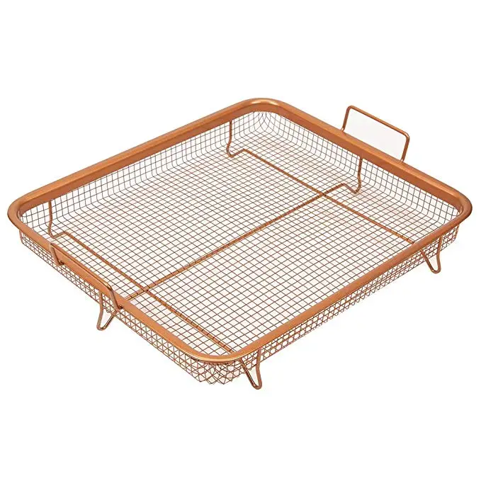 Non-Stick Air Oven Fry Pan with Tray & Mesh Basket Set Crisper Frying for Chicken French Fries Kitchen Tools |