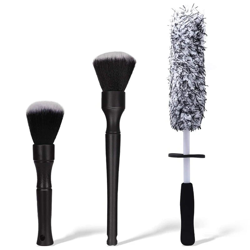 

3Pcs Car Detailing Brush Set, Microfiber Wheel Brush, Ultra-Soft Cleaning Brush, Beauty Eye Shadow Brush,Tire Brush