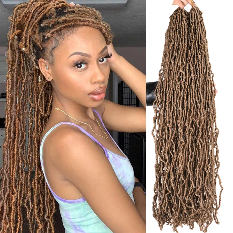 

18‘’ 24‘’ 36‘’ Faux Locs Crochet Hair Curly Dreadlocks Hair Black Dark Brown Soft Locs Braids Hair For Women 21Strands/Pack