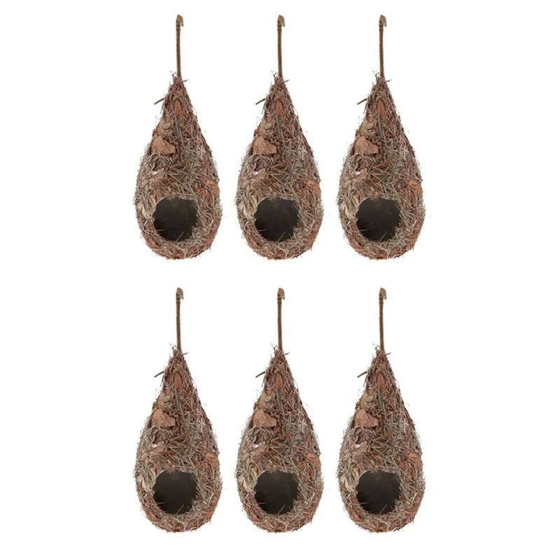 

6 Pack Bird House, Hanging Birdhouse Bird Nest Fiber Hand-Woven Roosting