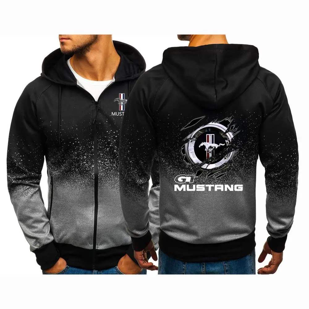 

2020 Men's Jacket Zipper Punk Clothes Creative Design Mustang Man Casual Harajuku Gradient Color Hoodies Gradient Sweatshirts