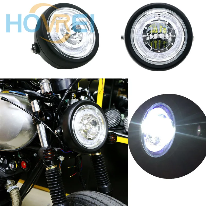 6 5 &quotУниверсальный Ретро мотоциклетный светодиодный передний фонарь ангельские