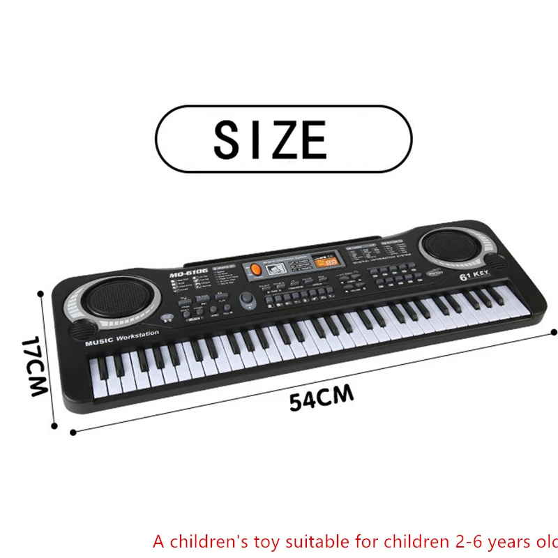 

FOR KIDS letric Piano Multi-function Musical Instrumen 61 Keys Music Electronic Keyboard Kids Gift With Microphone KB06