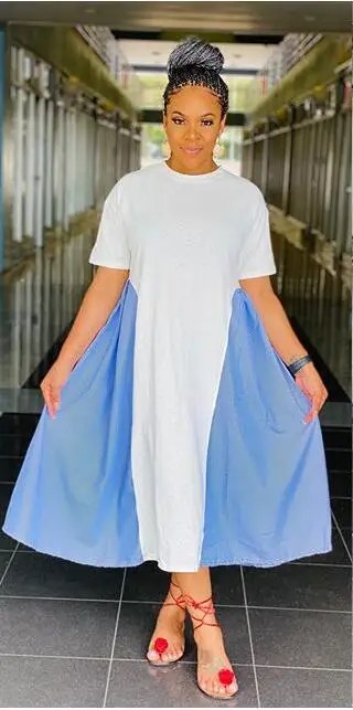 Женское летнее платье-миди с коротким рукавом свободное пикантное платье в стиле