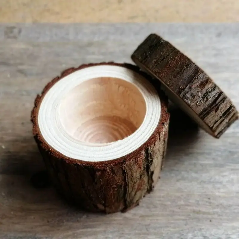 

Handmade Blank Wedding Ring Box Natural Wood Jewelry Dispaly Rustic Ring Box Small volume and light weight