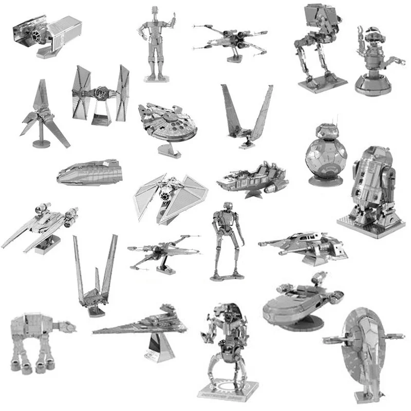 Металлическая Сборная модель пазла из Звездных войн R2D2 X wing Fighter Millennium ATAT BB8 наборы