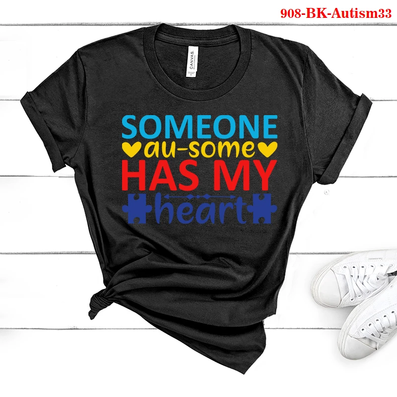 

Autism Seeing The World Differently Printed Women's Fashion Casual Short Sleeve T-shirt Graphic Tees Women Ropa Plus Size Mujer