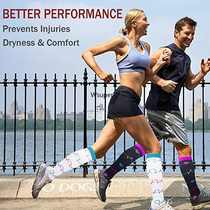 Compression Socks for Women & Men 3 Pairs Athletic Nylon Medical Nursing Stockings Sport Running Cycling Sock Drop Shipping