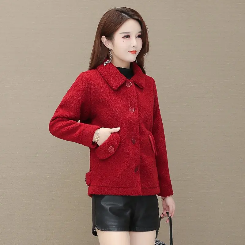 

Winter Women Thick Warm Fur Coat 2020 Outerwear Particles Sheep Shearing Plush Overcoat Women Faux Fur Short Jacket Female