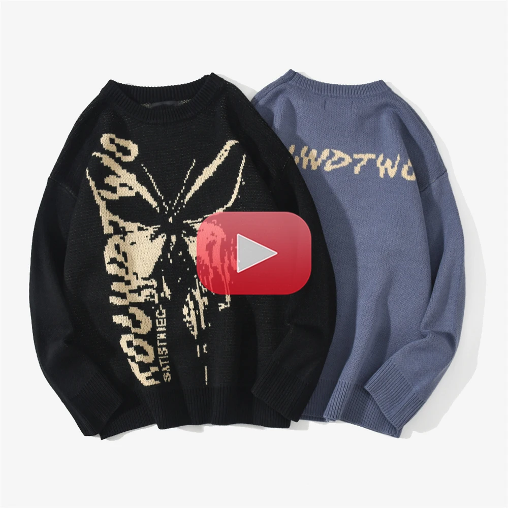 

Hip Hop Knitwear Mens Women's Sweaters 2020 Harajuku Fashion Butterfly Male Loose Tops Casual Streetwear Pullover Sweaters