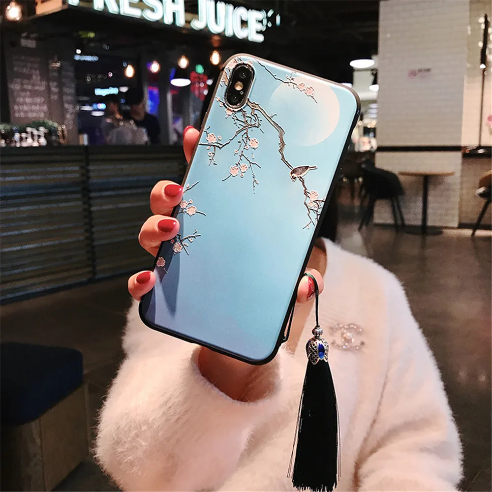 чехол на айфон 7 Чехол с кисточками запястье для Iphone X XR XS MAX Pretty 3D чехлы телефонов