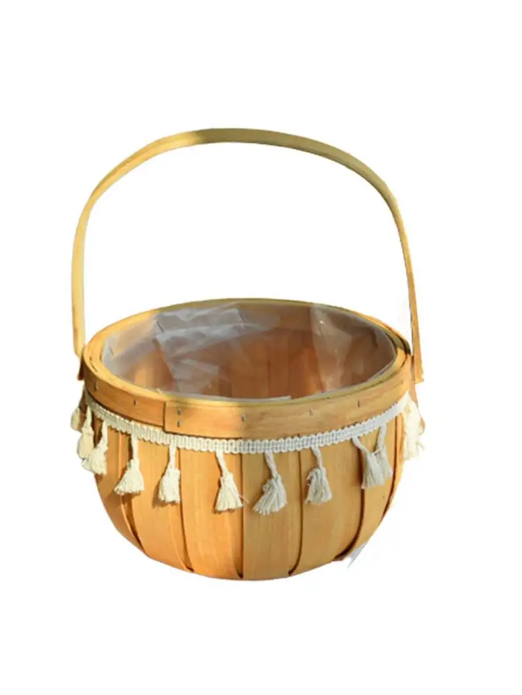 Корзина для хранения цветов ручной работы деревянная плетеная корзина с ручкой