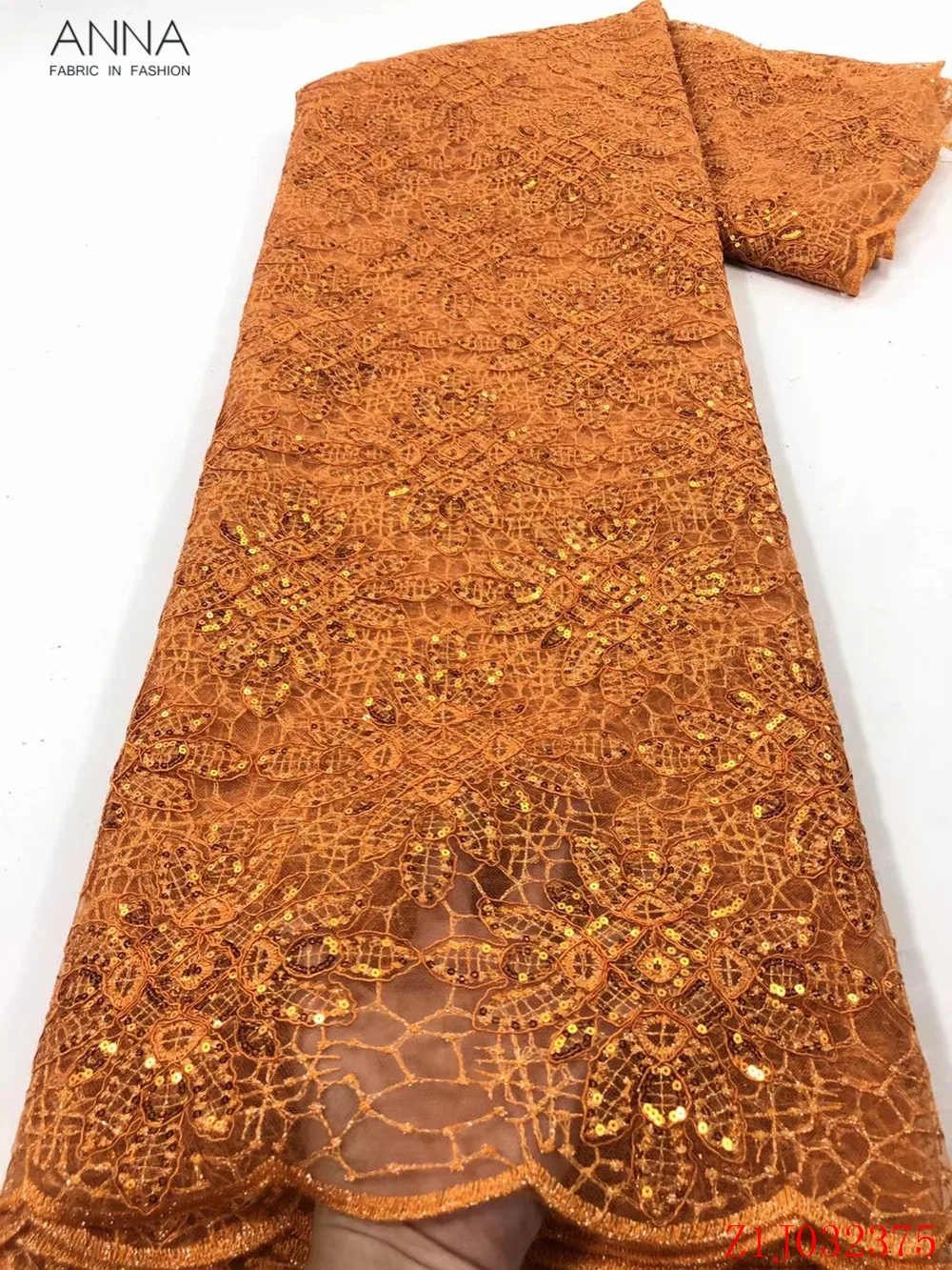 

Анна оранжевый нигерийские кружева сеточка африканская Тюль с вышивкой кружевная ткань с блестками 5 ярдов/за штуку Бесплатная доставка вы...