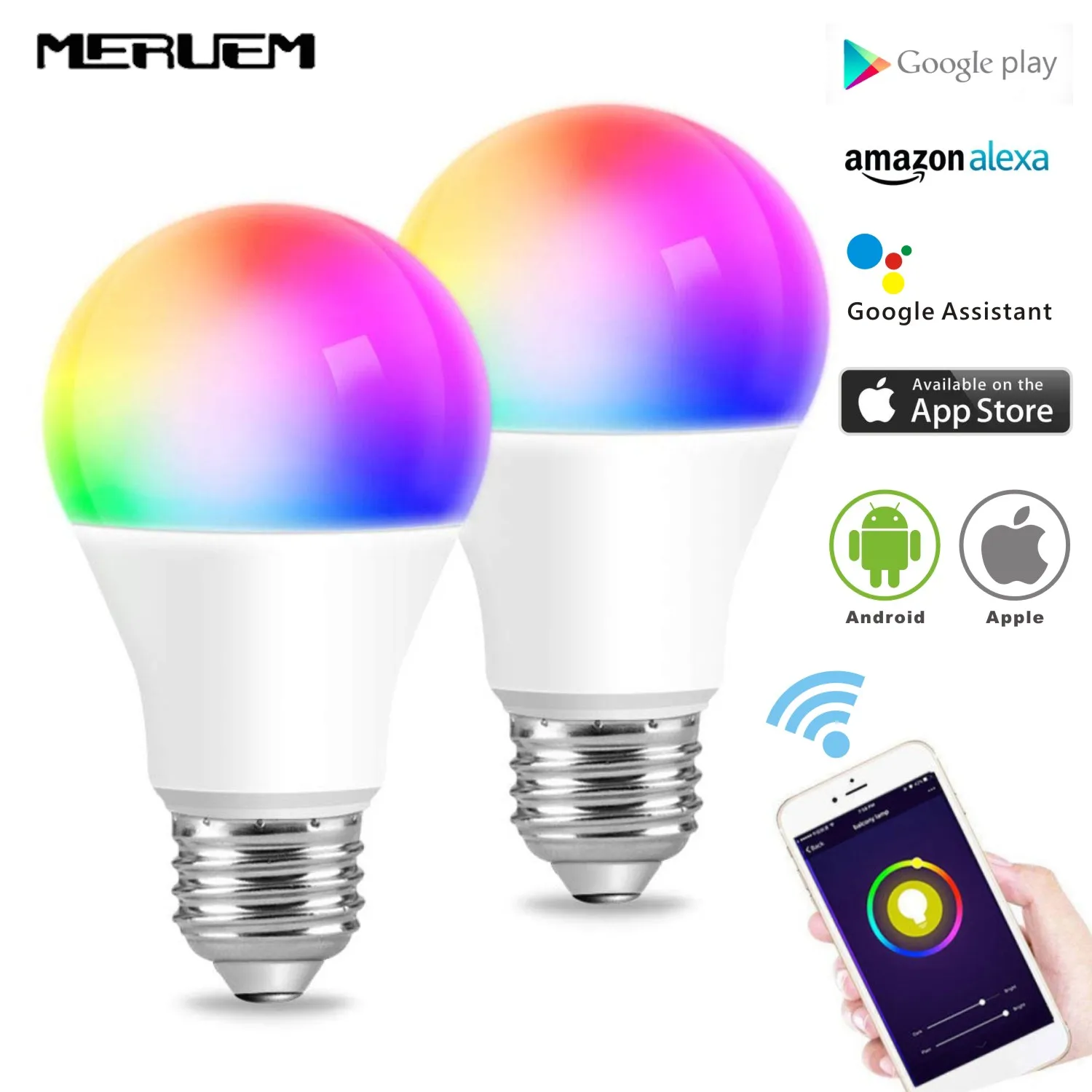 Подсветка умного Wi Fi лампочки 7 Вт/9 Вт 12 RGB E27 Волшебная осветительная лампа