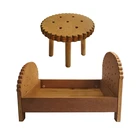 2 предмета Одежда для новорожденных Съемная создает мини кровать прикроватный столик набор для непрерывной профессиональной фотосъемки ручной работы деревянные печенье кроватки стол комплект