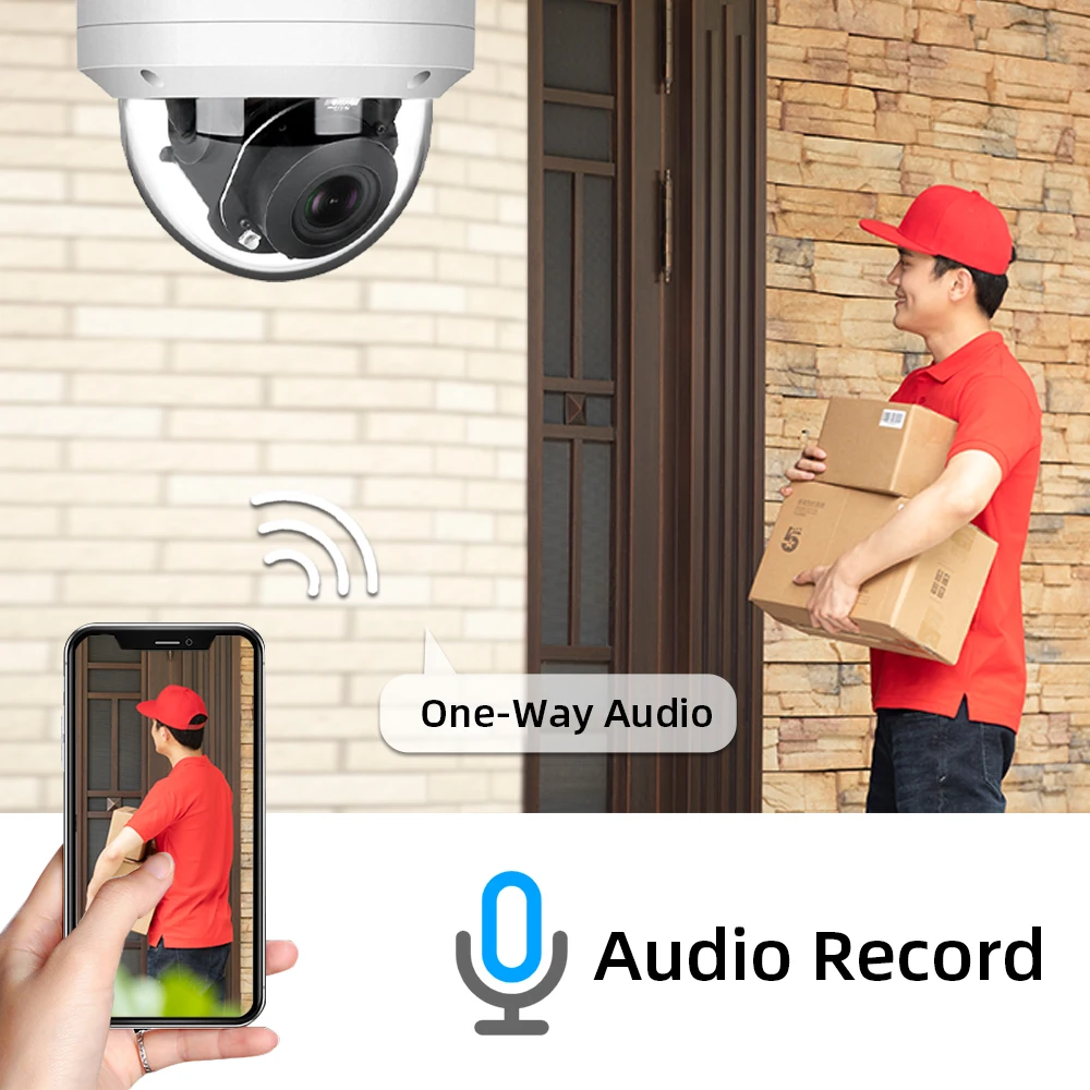 Дешево IP-камера купольная, 5 МП, IP66, PTZ, POE, 5 Мп, 10X, оптический зум, обнаружение движения, ночное видение, ИК, 80 м, аудио, CCTV, P2P