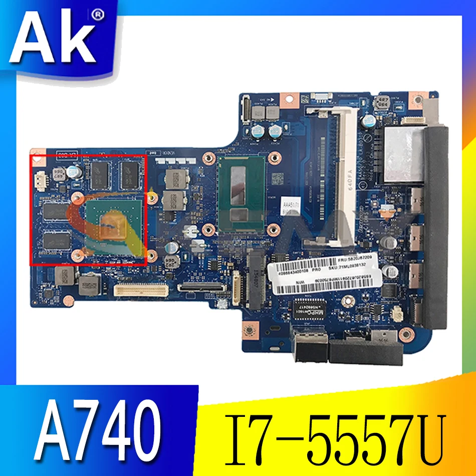 

Akemy ZAA50/70 LA-B031P For Lenovo AIO A740 A540 all-in-one Computer Motherboard CPU I7 5557U GT950M 2G DDR3 Work