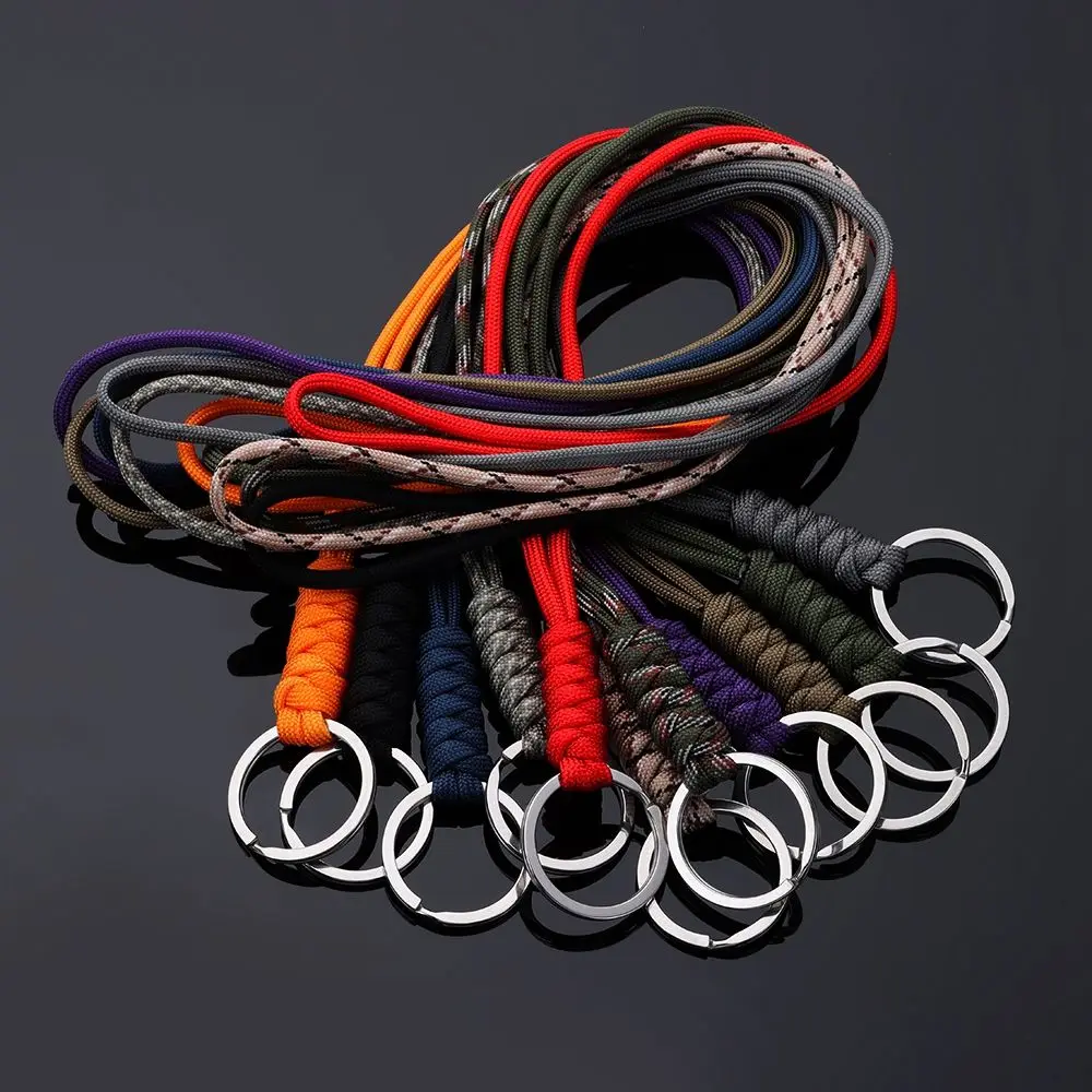 

Hot 20cm High Strength Paracord Keychain Lanyard Round Buckle Parachute Cord Self-Defense Emergency Survival Backpack Key Ring