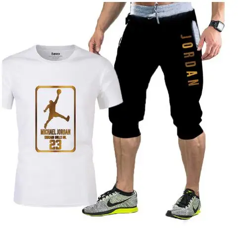 

2021 new fashion summer leisure brand men's sportswear, men's short sleeve T-shirt 2 sets, fitness suit, leisure