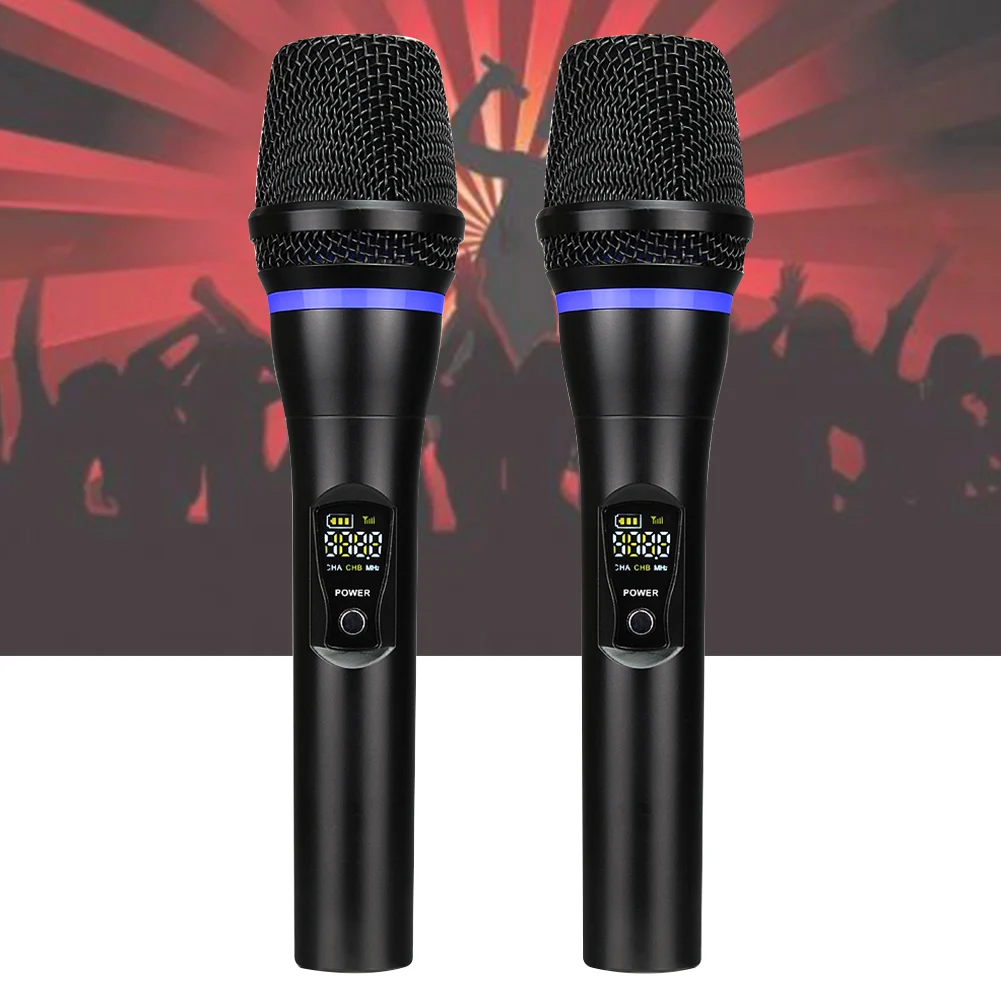 

Karaoke UHF Singing Dynamic Rechargeable Microphone Set Church Speech Handheld Wireless KTV With Display Bluetooth Party