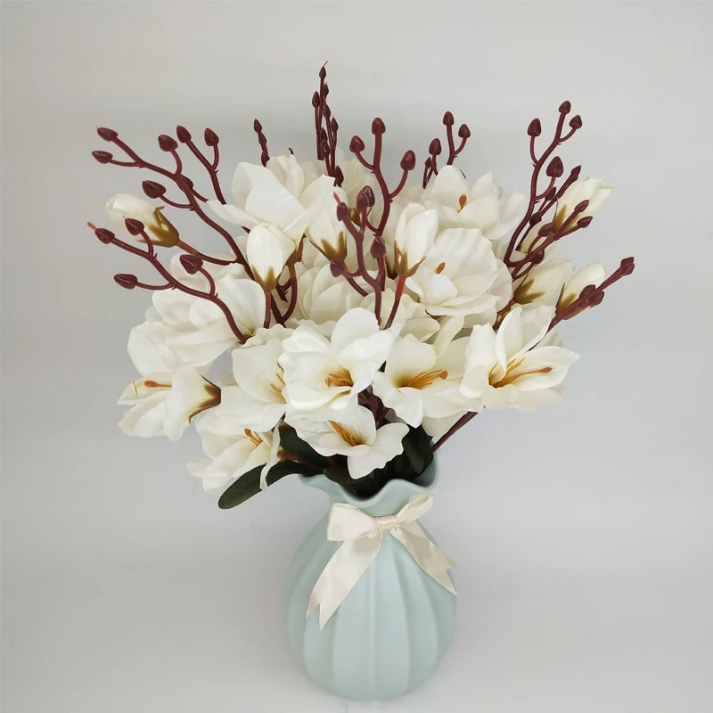 Букет из 5 веток магнолии искусственные шелковые цветы для свадьбы