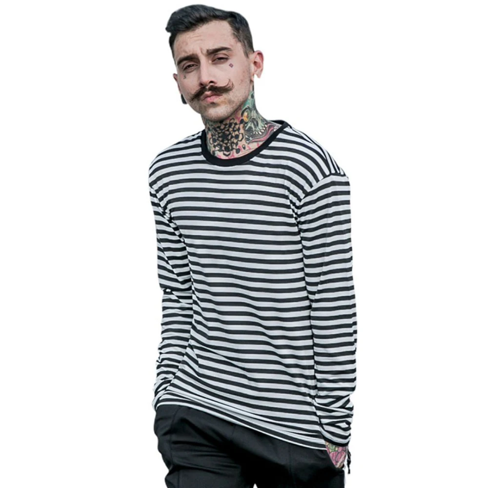 Корейская стильная Весенняя новая полосатая футболка повседневная мужская